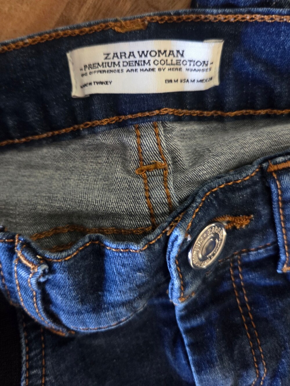 Zara Maternity Side Panel Skinny Jeans Dark Wash Stretch Denim Size 25 - Picture 9 of 13